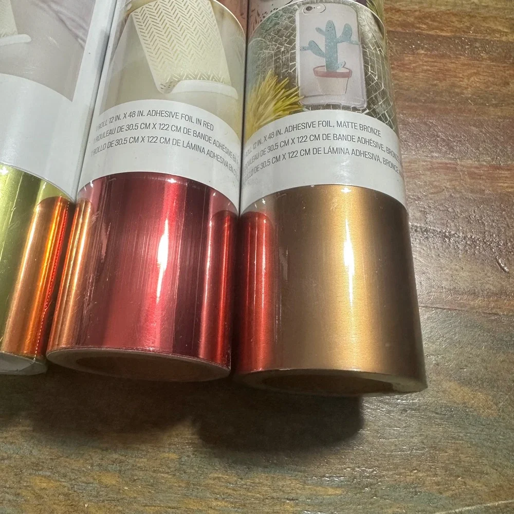 Cricut Adhesive Foil Bundle 4 Rolls Matte Metallic Gold Red Bronze Sampler